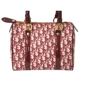 Dior Trotter Boston Red Jacquard Christian Handbag Speedy
